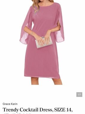 Grace Karin Dusty Rose Long Sleeve Cape Sheath Dress
